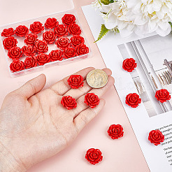 40 Stück synthetische Koralle 3D Blume Rose geschnitzte Perlen&nbsp;CORA-HY0001-03