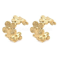 Ionenbeschichtung (IP) 304 Edelstahl Blumen Manschette Ohrringe für Frauen&nbsp;X-EJEW-A118-03G