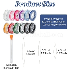 12 Rolle 12 Farben flache elastische Kristallschnur&nbsp;EW-YW0001-18