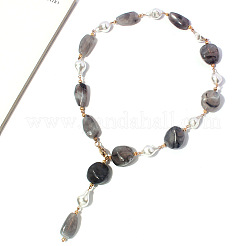 Collane a lariat da donna in lega e resina con pepite di perle artificiali.&nbsp;WG2BD40-01