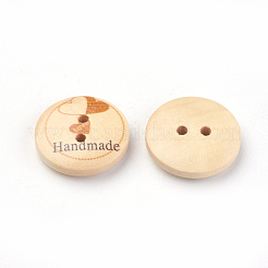 Boutons en bois imprimé avec 2 trou&nbsp;X-WOOD-S037-005