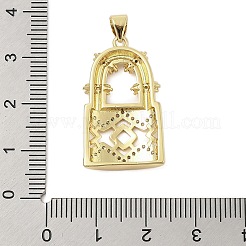 Colgantes de circonita cúbica micro pavé de latón chapado en forma de cerradura&nbsp;KK-Z074-38G