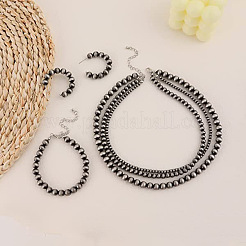 Braccialetti e orecchini con perline rotonde in plastica ccb da 8 mm e set di collane multistrato&nbsp;FS-WG59BA8-01