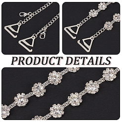 Legierung Kristall Strass Blume Link unsichtbare rutschfeste sexy Schultergurte&nbsp;AJEW-WH20054-198