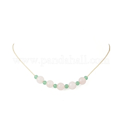 Runde natürliche malaysia jade & rose quarz perlen halskette & armband & baumeln ohrring sets&nbsp;SJEW-JS01333
