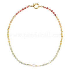 Collane di perline con pietre preziose a gradiente di colore e perle naturali coltivate d'acqua dolce&nbsp;NJEW-JN06316