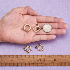 4 Stück 4 Stil Messing Micro Pave klarer Zirkonia D-Ring Anker Schäkel Verschlüsse&nbsp;ZIRC-PJ0001-02