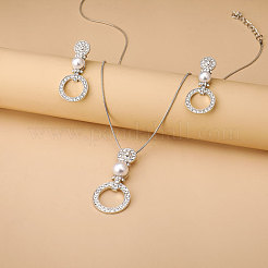 Ring Legierung Kristall Strass & Kunststoff Imitation Perle Anhänger Halsketten & Ohrstecker Sets&nbsp;FS-WG38D5D-01