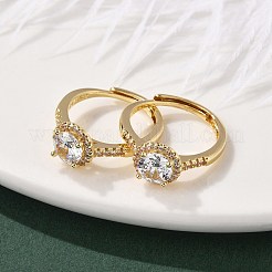 Messing-Fingerringe mit Mikropflaster und klarem Zirkonia für Damen&nbsp;RJEW-U049-06G