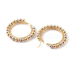 Orecchini a cerchio con perline in acciaio inossidabile 304&nbsp;EJEW-JE04544-02