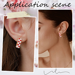 4 paire de boucles d'oreilles créoles rectangulaires en alliage émaillé à motif tartan&nbsp;EJEW-SC0002-26B