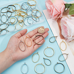 45 Stück 9 Stile Rack-Plating-Legierung offene Rückseite Lünette Anhänger&nbsp;FIND-OC0003-31