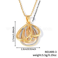 Collar con colgante hueco de circonita cúbica transparente con pavé geométrico de latón para el Día de San Valentín&nbsp;SO4110-1