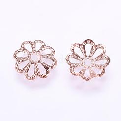 Capuchons de perles fantaisie en laiton plaqué longue durée&nbsp;KK-F711-01RG