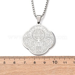 Halsketten mit Anhänger des Heiligen Benedikt aus Edelstahl 304&nbsp;LS-NJEW-B153-02A-P