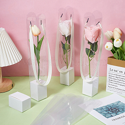5 Stück durchsichtige Verpackungsboxen aus Kunststoff für einzelne Blumen mit Papierfächern und Bandgriffen&nbsp;CON-WH0107-69B