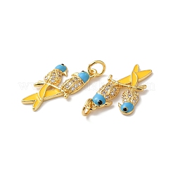 Pendentifs en laiton de placage de rack avec zircone cubique&nbsp;KK-D074-21G
