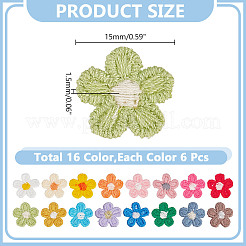 96 Stück 16 Farben Blumen computergesteuerte Stickerei Stoff zum Aufbügeln Patches&nbsp;PATC-AR0001-17