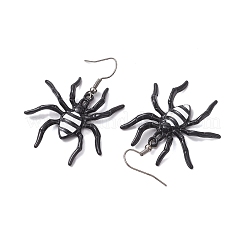 Boucles d'oreilles pendantes en émail en alliage d'araignée sur le thème d'Halloween&nbsp;EJEW-JE06072