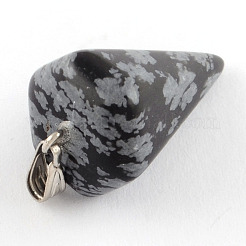 Natur Schneeflocken Obsidian Stein-Anhänger mit Platin überzogenen Eisens Zubehör&nbsp;G-R278-71