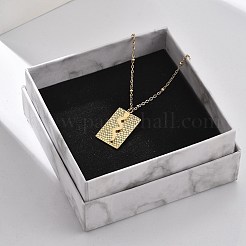 Collana con catena satellitare a forma di serpente rettangolare in acciaio inossidabile 304 per donna&nbsp;NJEW-F332-01G