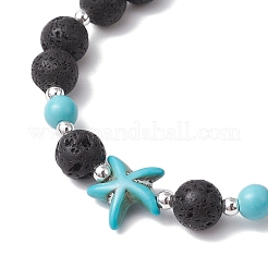 Stretch-Armbänder aus synthetischem Türkis und natürlichen Lavasteinperlen für Männer und Frauen&nbsp;BJEW-JB11824-01