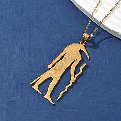 201 Edelstahl-Halsketten mit Anhänger des alten ägyptischen Gottes Anubis&nbsp;NJEW-D318-06G