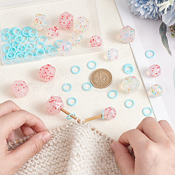 16 Stück 4 Stile eckenloser Würfel & runder Silikon-Stricknadelstopper&nbsp;DIY-GO0001-91
