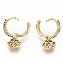 Orecchini a cerchio pendenti in zirconi colorati con micro pavè di zirconi colorati&nbsp;EJEW-S208-084