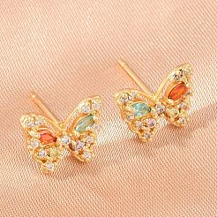 Boucles d'oreilles en laiton avec micro pavé de zircons cubiques pour femmes&nbsp;KK-A305-09G-03