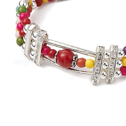 Bracciali rotondi con perline sintetiche turchesi e ematite sintetica non magnetica&nbsp;BJEW-JB11161-03