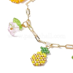 Charm-Armbänder mit Frucht- und Blumenglassamen&nbsp;BJEW-MZ00051