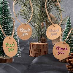 200 pz 4 colori tondo piatto con parole grazie etichette regalo di carta&nbsp;CDIS-LS0001-04