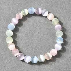 Bracelets extensibles en perles rondes de sélénite naturelle pour hommes et femmes&nbsp;BJEW-JB12061