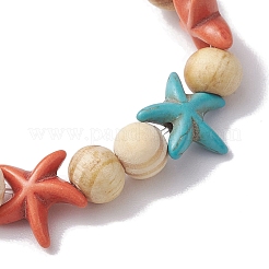 Barcelets extensibles en perles turquoise synthétique&nbsp;BJEW-JB10294-01