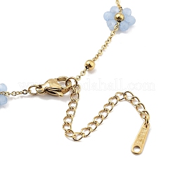 Halsketten mit Blumengliedern aus Glas und ABS-Kunststoff&nbsp;NJEW-H041-05G-02