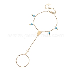 Armbänder aus Edelstahl 304 mit synthetischem Türkis als Gliederring für Damen&nbsp;BJEW-JB13004-01