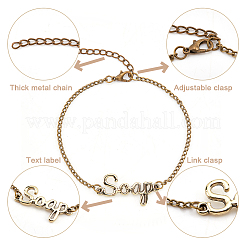 8 set di braccialetti con maglie in lega con 2 parole di lozione e sapone&nbsp;BJEW-OC0001-07AB