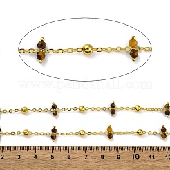 Chaînes de perles en oeil de tigre naturel à facettes faites à la main&nbsp;CHC-L050-02G-11