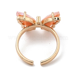 Anneaux en laiton plaqué avec micro pavé de zircones cubiques&nbsp;RJEW-S243-01KCG