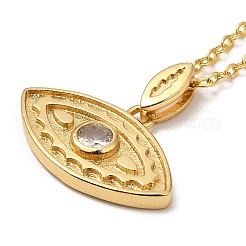 Collane con pendenti in ottone con micro pavé di zirconi trasparenti da donna&nbsp;NJEW-B092-02G