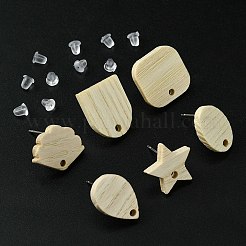 12 Stück 6 Stile Eschenholz Ohrstecker Zubehörse&nbsp;EJEW-FS0001-13
