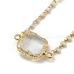 Facettierte quadratische Glasperlen-Halsketten&nbsp;NJEW-R263-10G