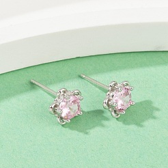 925 Sterling Silber Zirkonia Ohrstecker&nbsp;EJEW-V019-02P