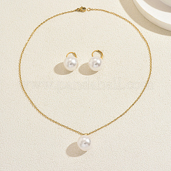 Sets aus Ohrringen und Anhängern aus Edelstahl und Imitationsperlen für Damen&nbsp;GB5667
