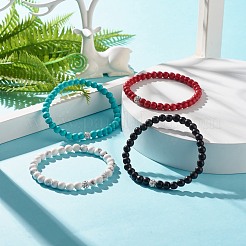 Bracelet extensible en perles rondes synthétiques turquoise (teintes)&nbsp;BJEW-JB07484