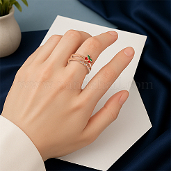4 Stück 2 Farben Kirsche Messing Micro Pave Zirkonia Manschettenringe für Frauen&nbsp;RJEW-HY0001-28