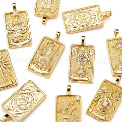 10pcs 1 colgantes de la tarjeta del tarot de la circonio cúbico clara micro pave de latón del estilo&nbsp;ZIRC-LS0001-01G