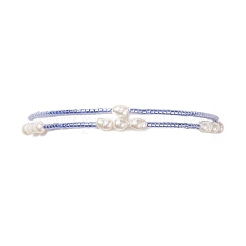 2 stücke 2 stil natürliche perle & glas saatperlen stretch-armbänder set&nbsp;BJEW-JB09032