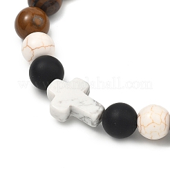Bracelets extensibles en agate noire naturelle&nbsp;BJEW-JB13625
